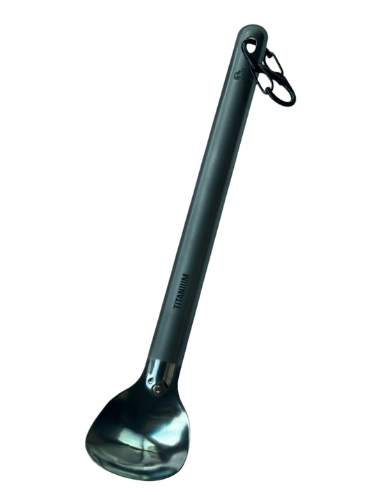 Titanium Long Handle Spoon Polished Bowl with S-Shaped Clip