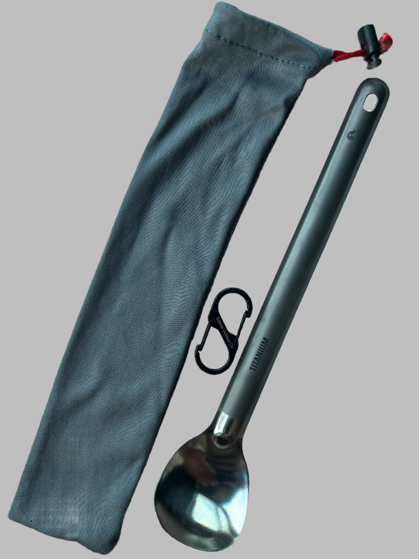 Titanium Long Handle Spoon Polished Bowl with S-Shaped Clip