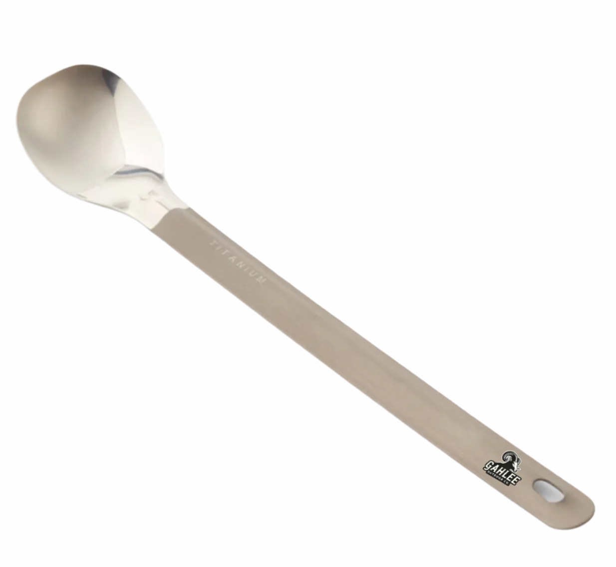 Titanium Long Handle Spoon with Polished Bowl - Titanium