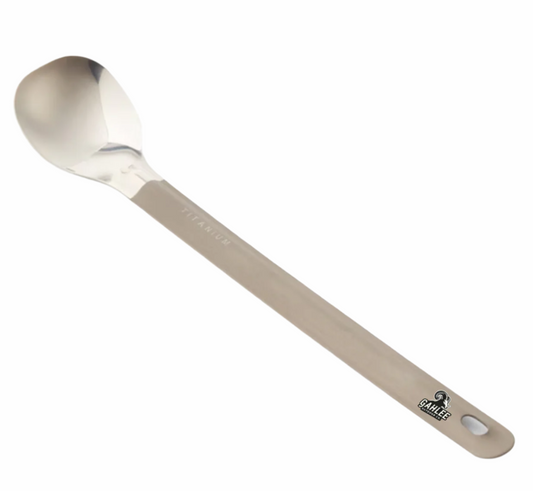 Titanium Long Handle Spoon with Polished Bowl - Titanium