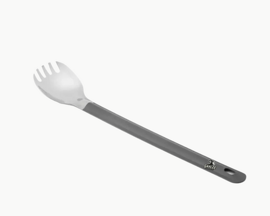 Titanium Long Handle Spork with Polished Bowl - Titanium